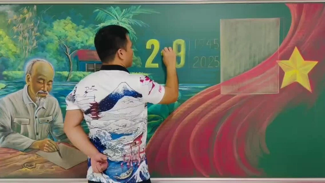 Thầy Nguyễn Trí Hạnh vẽ phấn