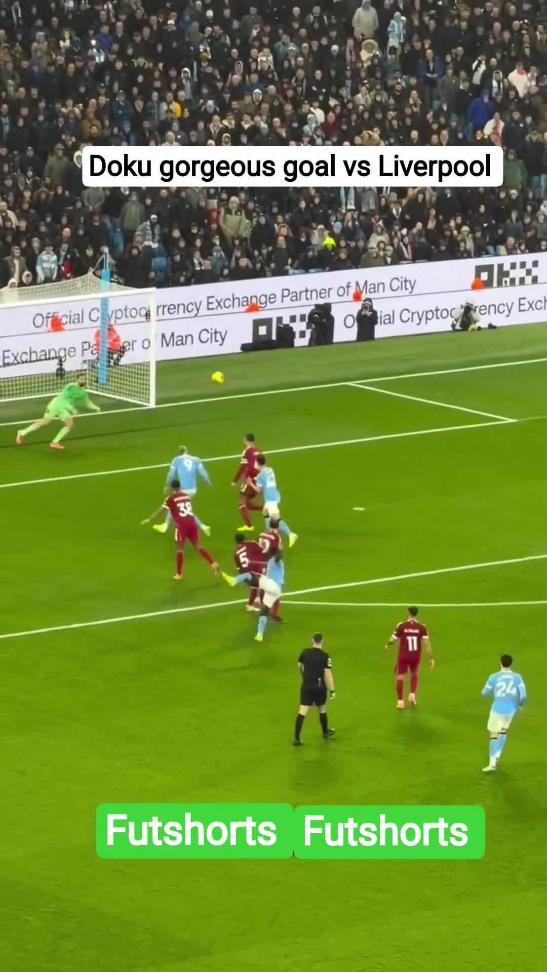 Tuyệt phẩm của Jeremy Doku vào lưới Liverpool