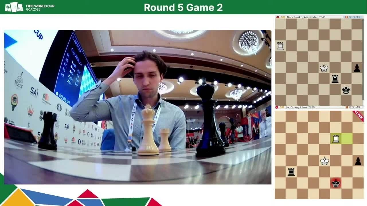 Diễn biến cuối ván đấu giữa Quang Liêm và Donchenko