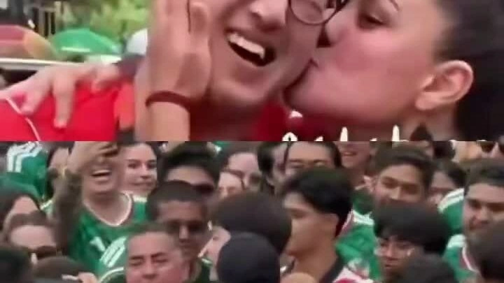 Nữ CĐV Mexico hôn nam phóng viên Hàn Quốc