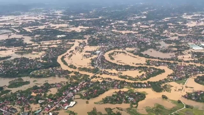 Záplavy v Bac Ninh vidět z vrtulníku