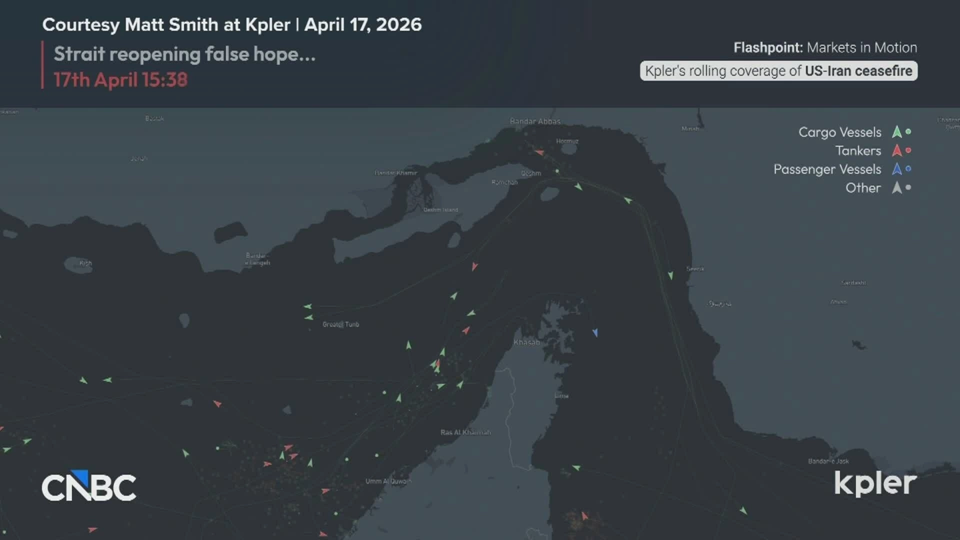 Hoạt động hàng hải ở eo biển Hormuz ngày 17/4