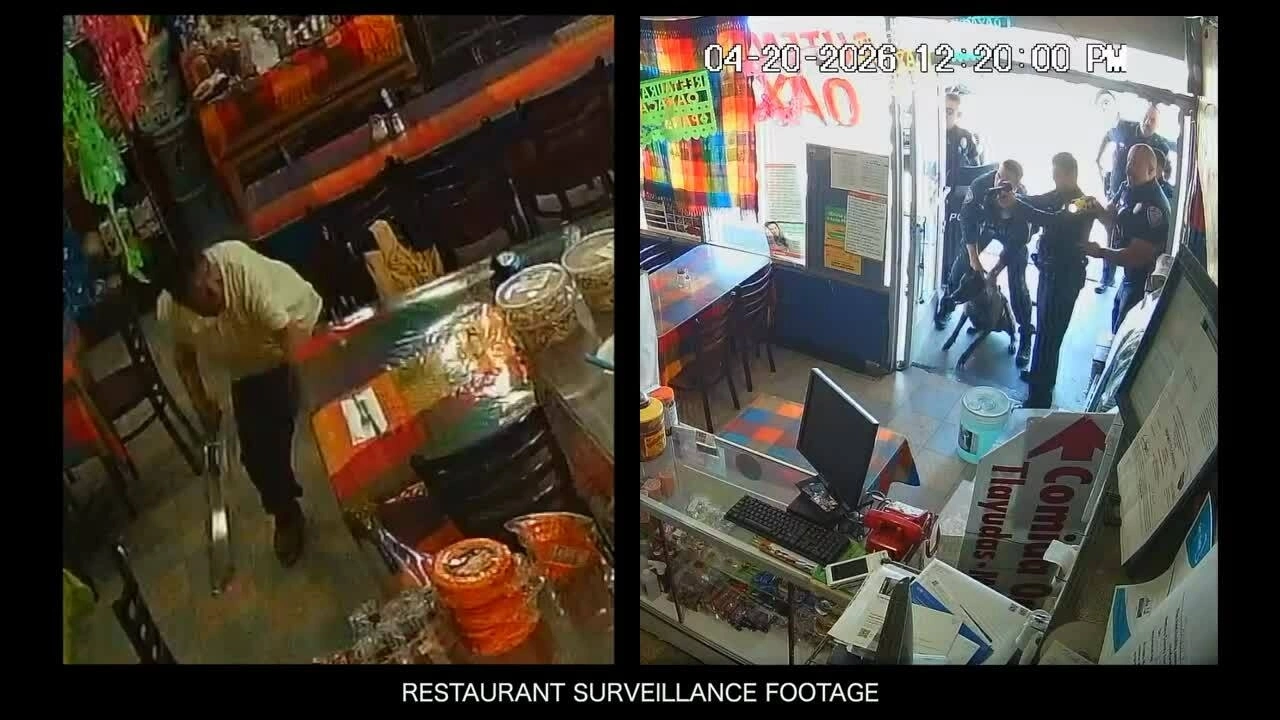 Khoảnh khắc cảnh sát Mỹ bắn kẻ vung dao rựa trong nhà hàng